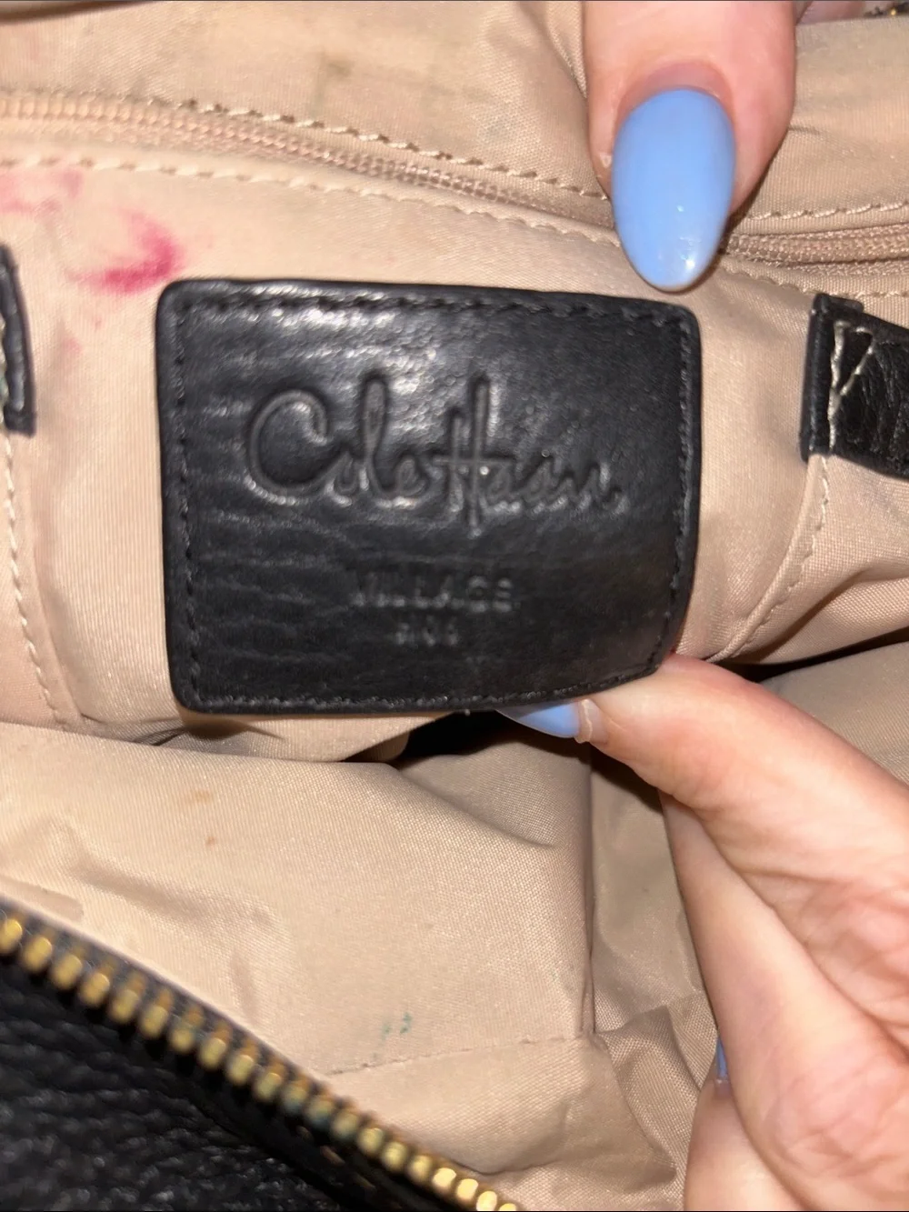 Cole Haan Black and Brown Leather Satchel with Metal Hardware